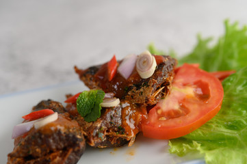 Appetizers with spicy sardine mixed with herb