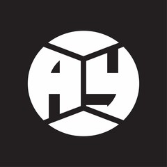 AY Logo monogram with piece circle ribbon style on black background