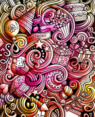 Holidays hand drawn doodle banner. Cartoon detailed flyer.