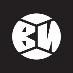 BN Logo monogram with piece circle ribbon style on black background