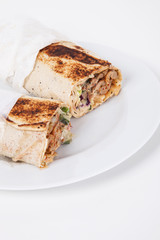 Wraps in plate over white background