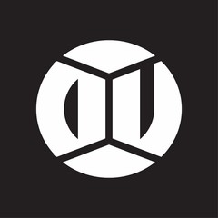 DU Logo monogram with piece circle ribbon style on black background