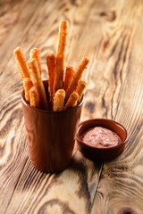 Bread sticks with sauce