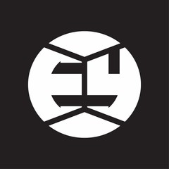 EY Logo monogram with piece circle ribbon style on black background
