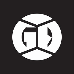 GQ Logo monogram with piece circle ribbon style on black background