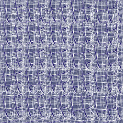 Seamless textile abstract pattern of white contour lines on a purple background. Vector ornament on for fabric, carpet and interior decoration.