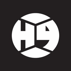 HP Logo monogram with piece circle ribbon style on black background