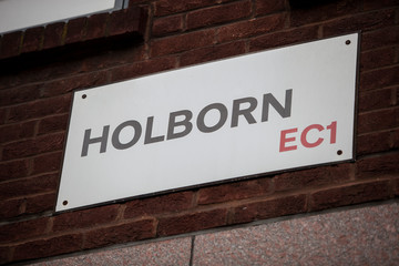Close-up of Holborn sign