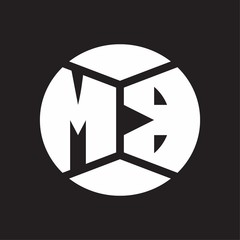 MB Logo monogram with piece circle ribbon style on black background