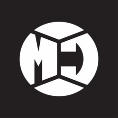 MC Logo monogram with piece circle ribbon style on black background