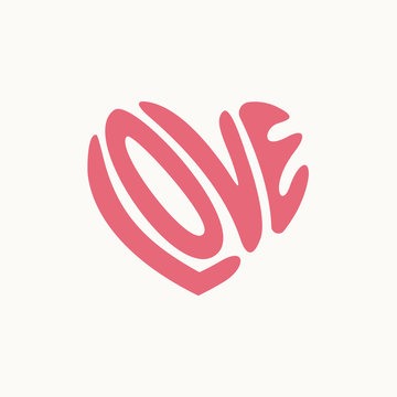 love typography heart shape logo