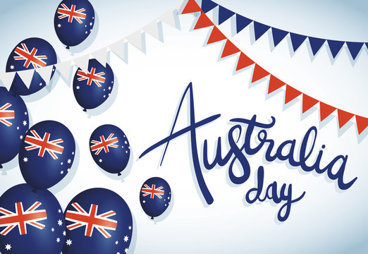 australia day celebration with balloons helium and garlands