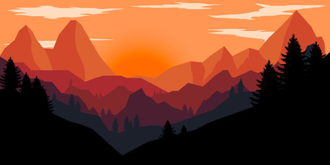 Modèle d& 39 affiche avec paysage de montagnes sauvages