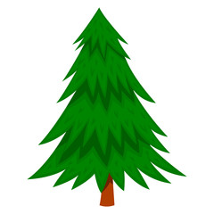 Illustration of pine tree in cartoon style isolated on white background. Design element for poster, banner, card, emblem.