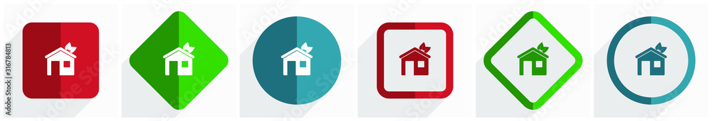 Poster house icon set, flat design vector illustration in 6 options for webdesign and mobile applications i