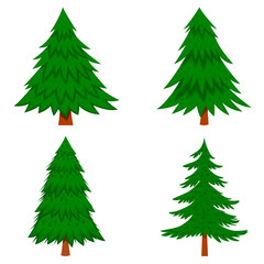  Set of illustration of pine tree in cartoon style isolated on white background. Design element for poster, banner, card, emblem.