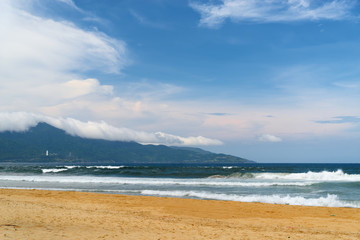 Scenic view of Son Tra peninsula against sky. Da Nang in Cental Vietnam