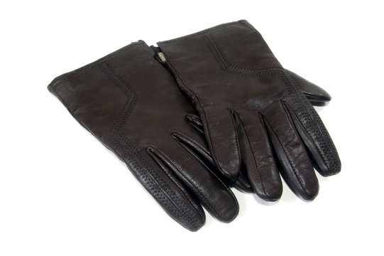 Brown leather gloves on a white background. Isolated. фотография Stock |  Adobe Stock