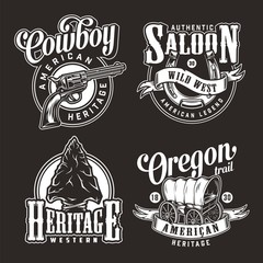 Vintage wild west monochrome logos