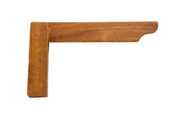 Old carpentry tool square for marking right angles Isolated on a white background.