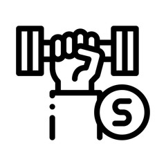 Hand Dumbbell Icon Vector. Outline Hand Dumbbell Sign. Isolated Contour Symbol Illustration