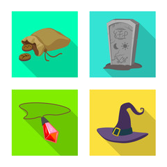 Isolated object of witchcraft and mystic logo. Collection of witchcraft and magic vector icon for stock.