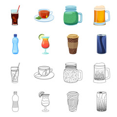 Isolated object of drink and bar symbol. Collection of drink and party stock vector illustration.