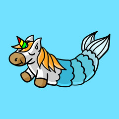 Vector cute unicorn mermaid