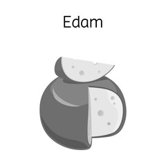 Isolated object of cheese and edem symbol. Graphic of cheese and block vector icon for stock.