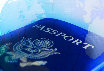 US passport and map