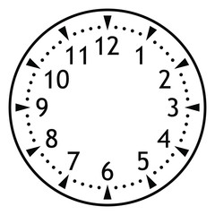 Clock face for house, alarm, table, kitchen, wall, wristwatch or special model for kids. Dial for pocket, stop watches, timers or grandfather clocks. Logo for the repair shop.