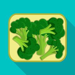 Vector illustration of broccoli and cutting icon. Collection of broccoli and board vector icon for stock.