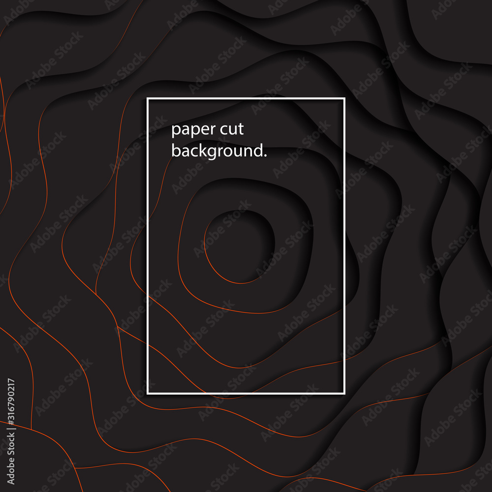 Poster black paper cut multi-layer colorful realistic background. trendy vector illustration easy to edit a