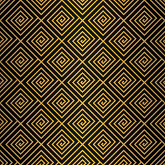 Art Deco Seamless Pattern. Golden luxury vintage background. Fan scales ornaments. Geometric decorative retro papers. Vector 1920s design. Vintage illustration.