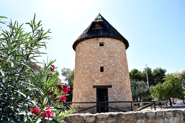 Fototapeta na wymiar Windmill Park in Torrevieja. Alicante, on the Costa Blanca. Spain. Europe. September 25, 2019
