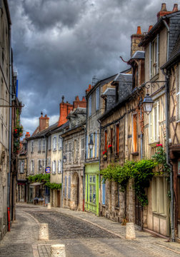 Charming Street near the Cathedral in Bourges, France