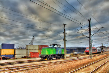 Fototapeta na wymiar Harbor District with Railway in Moss, Norway