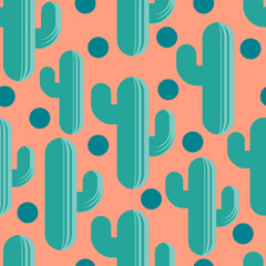 Seamless pattern with cactus in desert
