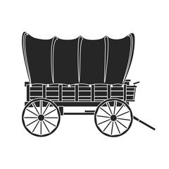 Wild west wagon vector icon.Black vector icon isolated on white background wild west wagon . - obrazy, fototapety, plakaty