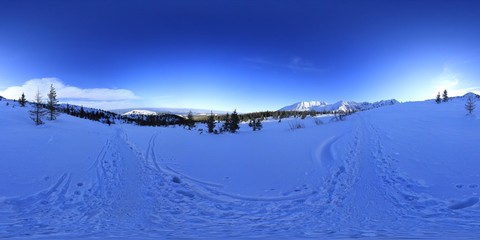 HDRI Panorama on Sunny Day in Winter Tatra Mountains