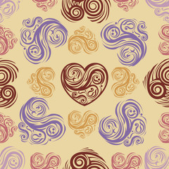 seamless pattern with ornamental hearts