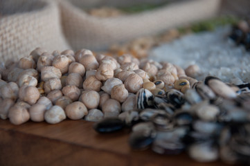 Grain in variety displayed to form the word 