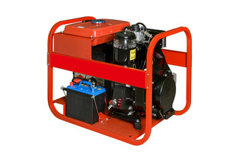 Mobile, portable mobile diesel or gasoline generator, control unit isolated on a white background.
