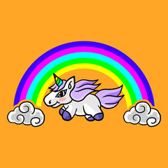 Vector unicorn with rainbow 