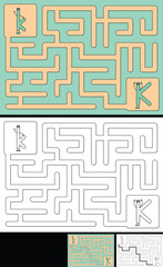 Easy alphabet maze - letter K
