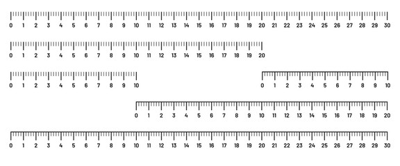Marking rulers template: 10, 20 and 30 centimeters. Measure scale