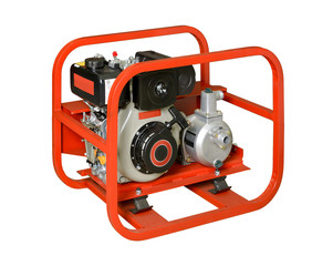 Mobile, portable mobile diesel or gasoline generator, control unit isolated on a white background.