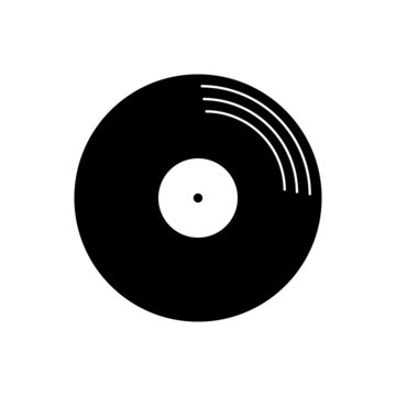 Black vinyl record sign, vector icon symbol