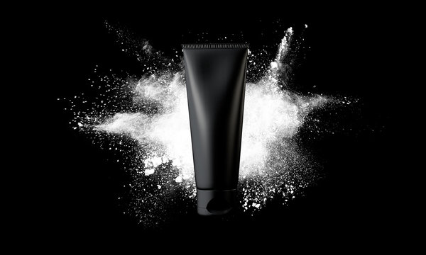 Black cosmetics tube mock up design. 3D Rendering