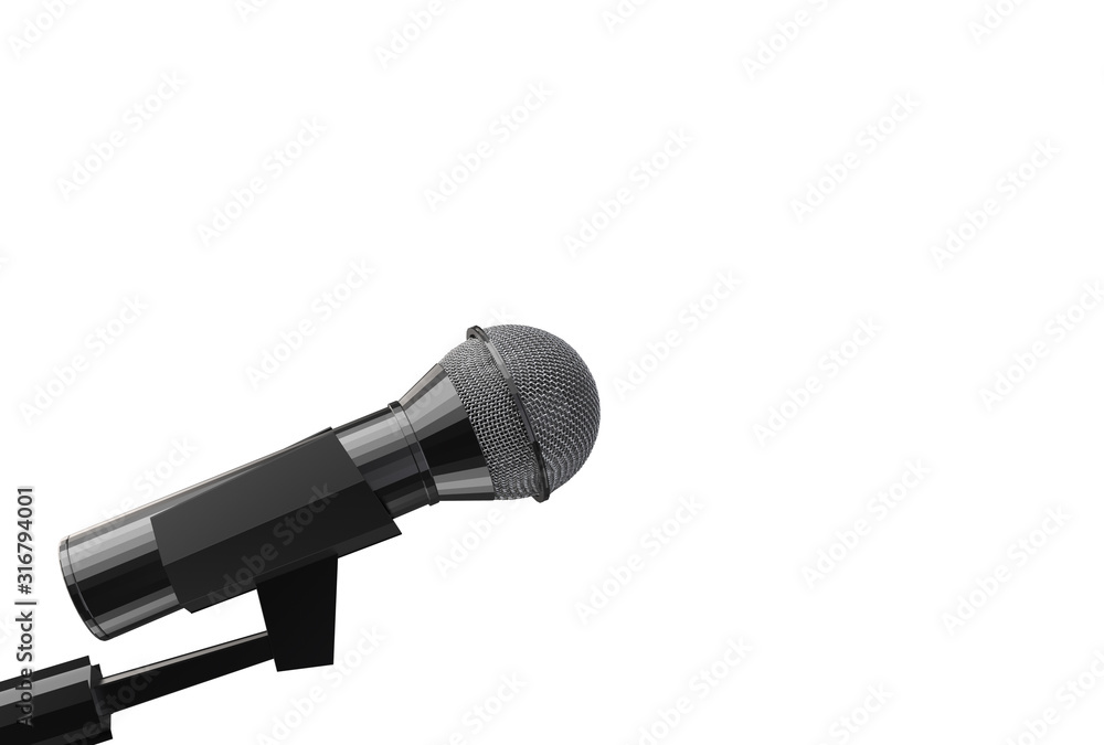 Aufkleber 3d rendering. a microphone side with clipping path isolated on white background.